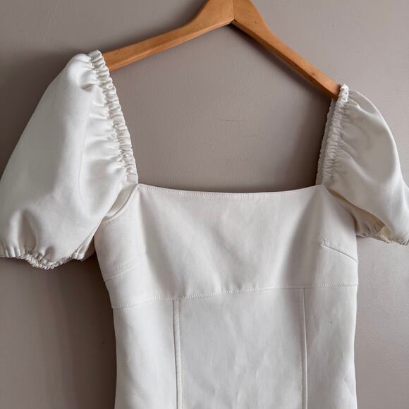 Cinq à Sept Havana Puff-Sleeve Mini Dress White Size 8 - Picture 3 of 6